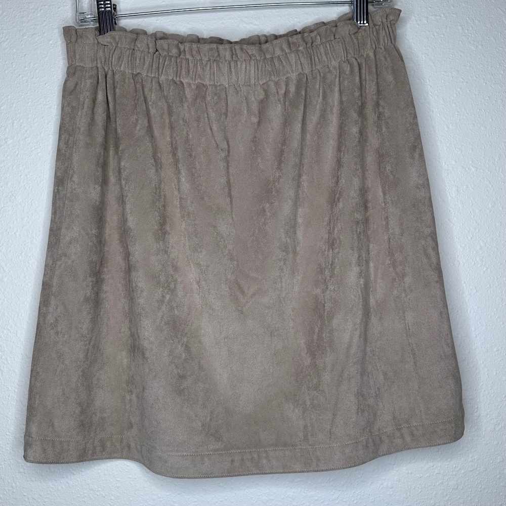 Ann Taylor LOFT Faux Suede Casual Skirt, Beige, Size Medium